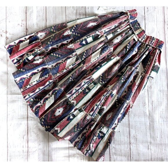 Square Dance Women's Prairie Skirt 4 Tiered Midi Navajo Style Cotton Medium USA - Picture 2 of 8